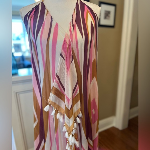 Pool to Party Subtle Luxury Swim Cover Up Dress One Size Halter Neck Low Back - Picture 7 of 13